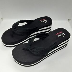 ALPINE SWISS Women's Sandals Soft Terrycloth Thongs Platform Size 8,5